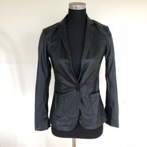 Akira Chicago Fall Black Faux Leather Blazer
